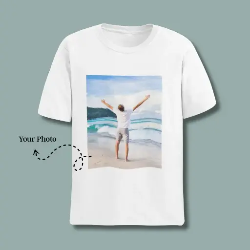 White Personalized Photo Printed T-Shirt